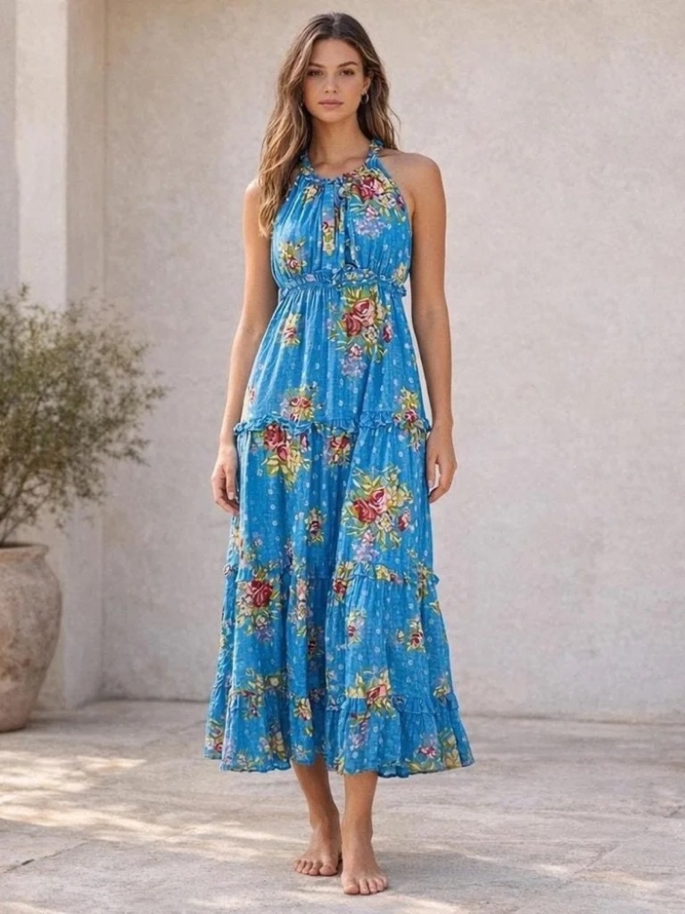 House of Harlow Full 1960 Length Floral Flouncy Maxi Dress